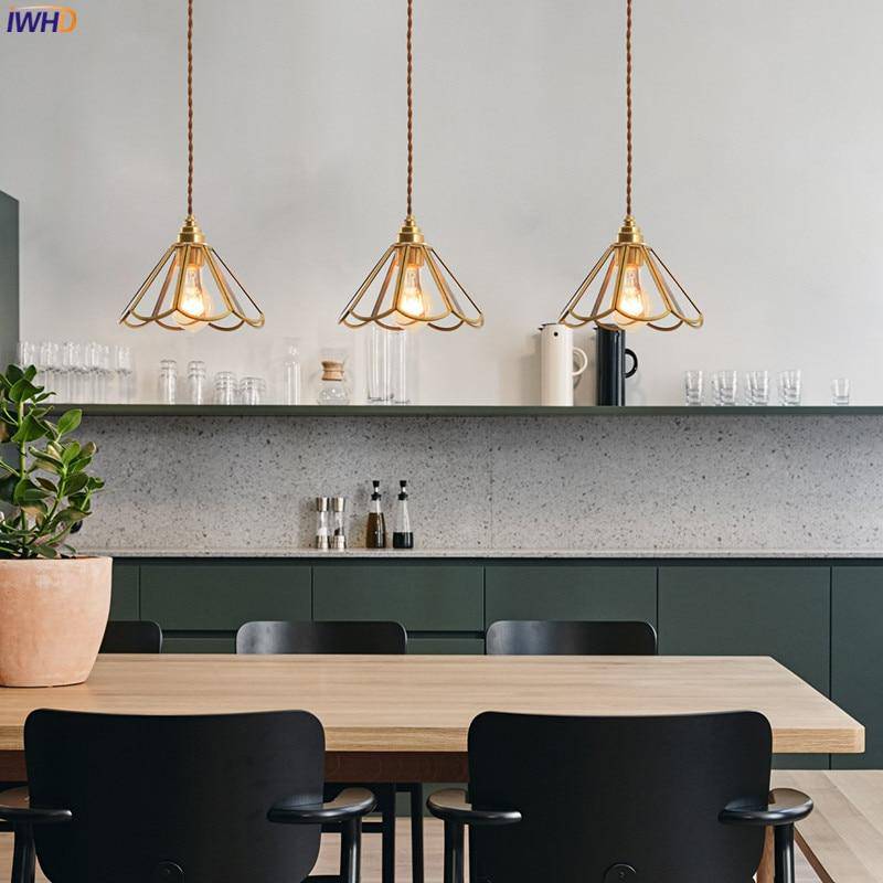 Suspension rétro à LED en verre et métal doré Glass