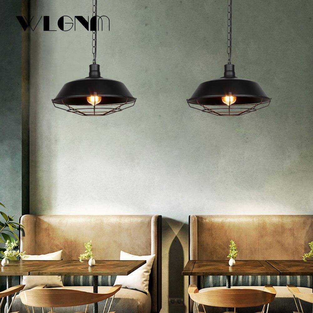 Suspension industrielle à LED avec cage en métal rétro Loft