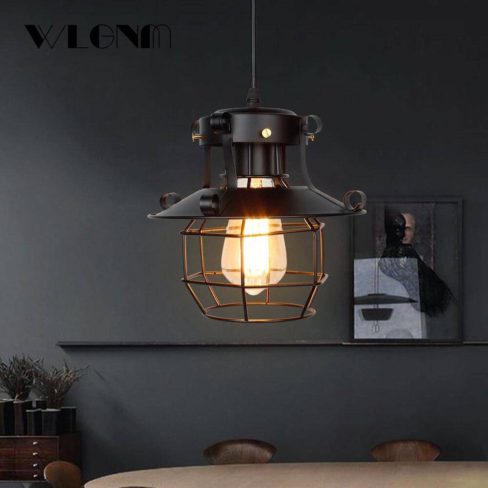 Suspension rétro à LED avec cage en métal Black Light