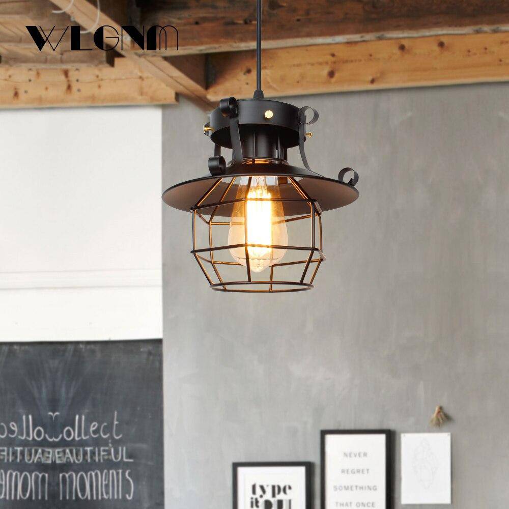 Suspension rétro à LED avec cage en métal Black Light
