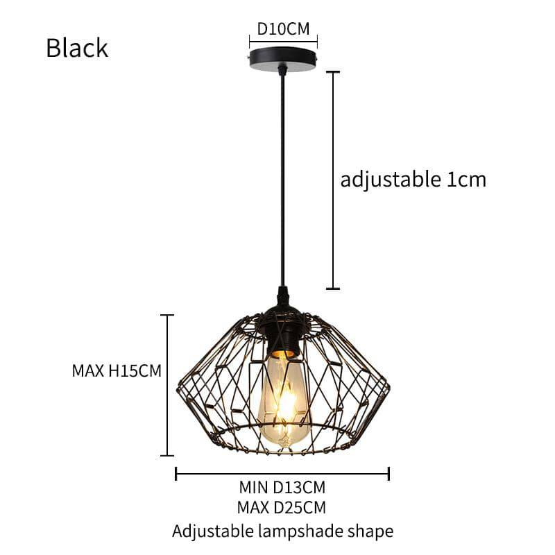 Suspension design à LED avec cage en métal rétro Loft