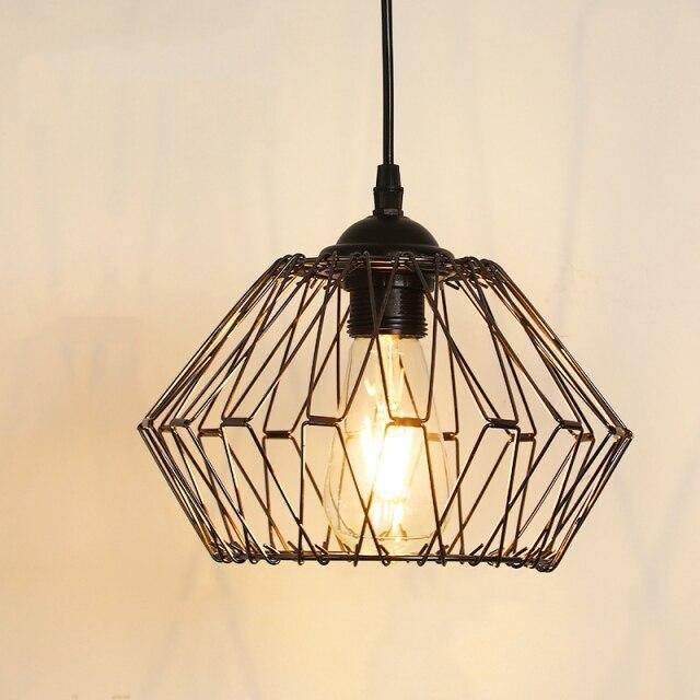 Suspension design à LED avec cage en métal rétro Loft