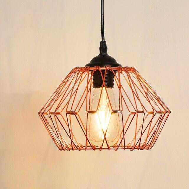 Suspension design à LED avec cage en métal rétro Loft