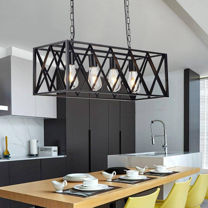 Suspension design à LED cage en métal style industrielle Loft