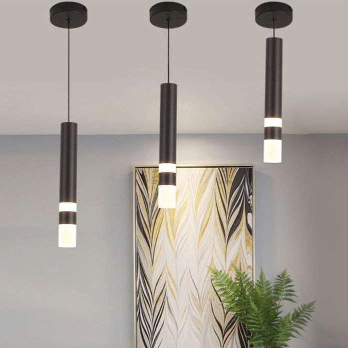 Suspension design LED cylindrique en métal et en verre Luisa