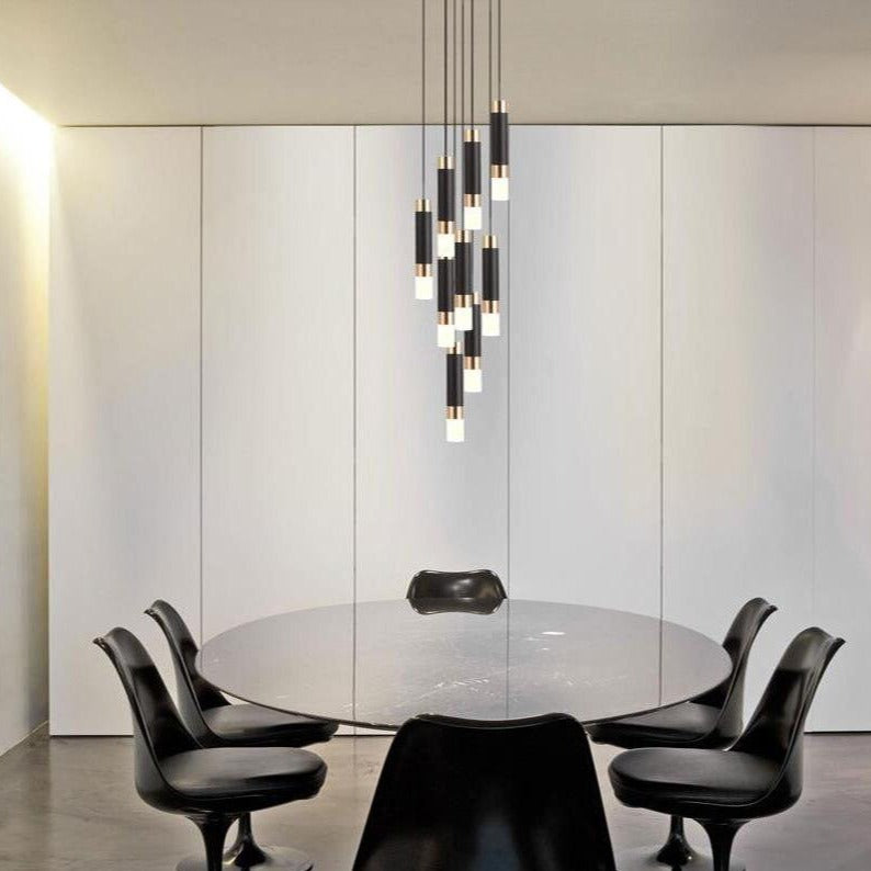 Suspension design LED cylindrique en métal et en verre Luisa