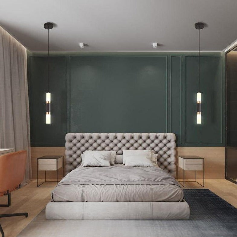 Suspension design LED cylindrique en métal et en verre Luisa