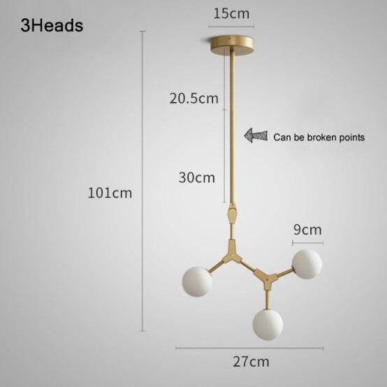 Suspension design à LED en métal doré et boules en verre Loft