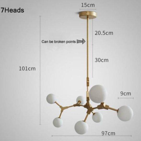 Suspension design à LED en métal doré et boules en verre Loft