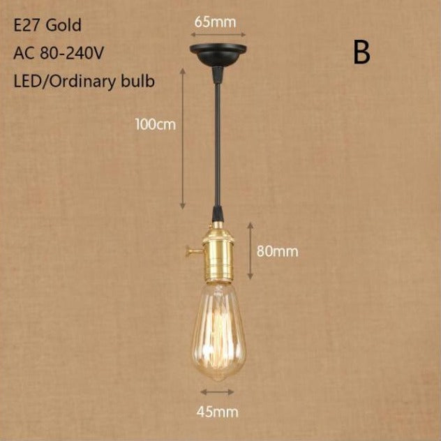 Suspension industrielle LED en métal doré Rayene