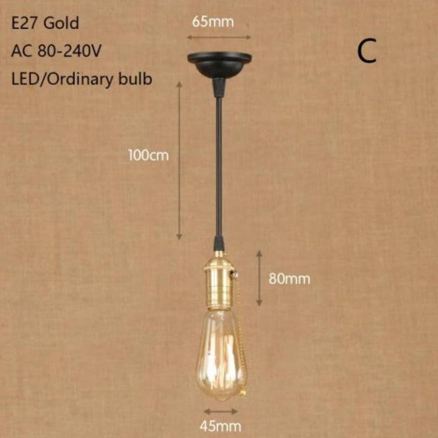 Suspension industrielle LED en métal doré Rayene