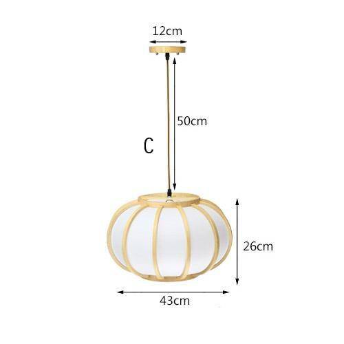 Suspension design en bambou LED avec abat-jour arrondi style japonais