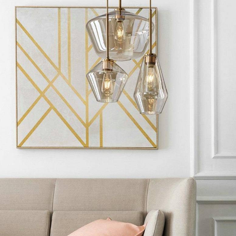 Suspension design à LED en métal et verre de plusieurs formes