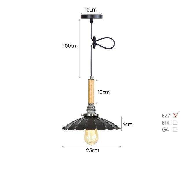 Suspension vintage LED en métal avec abat-jour style rétro
