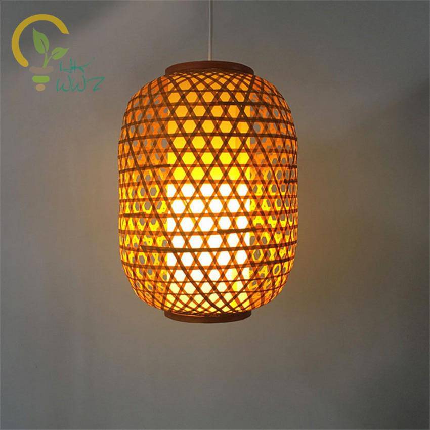 Suspension design en rotin LED aux formes arrondies style Asian