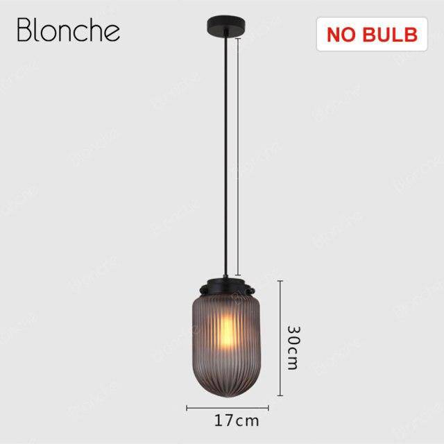 Suspension design LED en verre oval et métal industriel