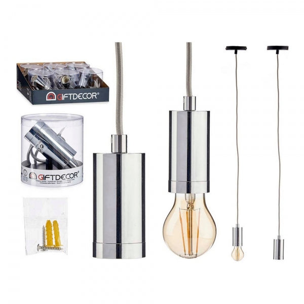 SUSPENSION ACIER MÉTAL ARGENTÉ (10 X 12 X 10 CM)