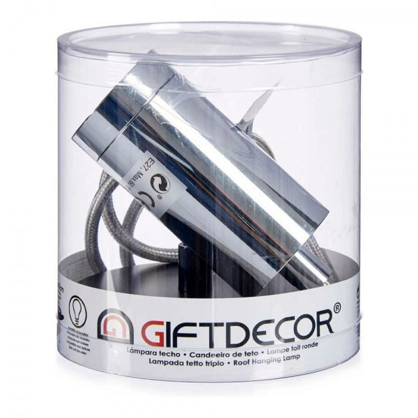 SUSPENSION ACIER MÉTAL ARGENTÉ (10 X 12 X 10 CM)