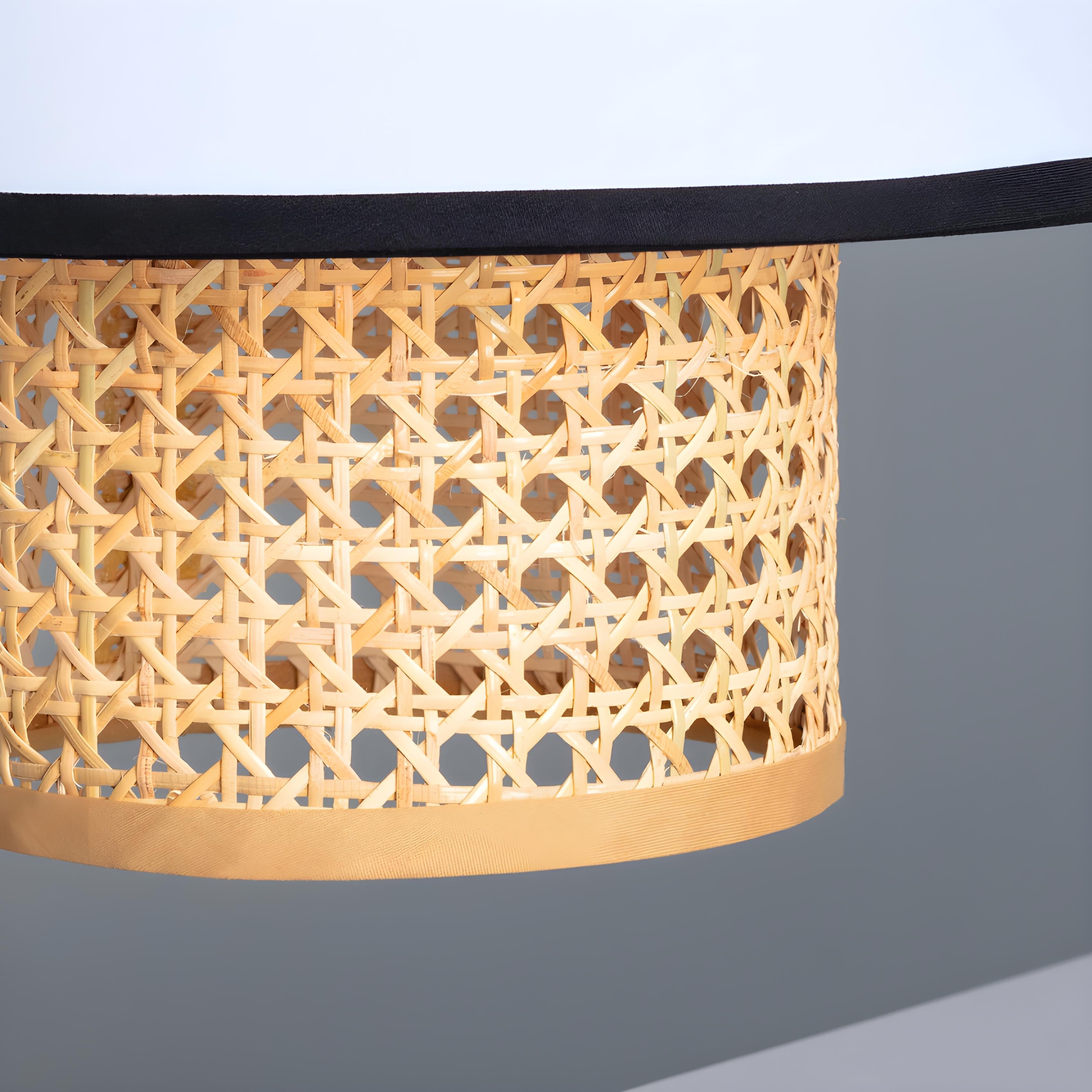 Suspension Cannage Tissu et Rotin Kufila - Abat Jour