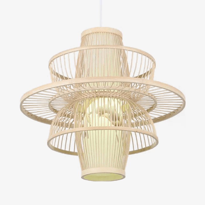 Suspension design en cage en bambou Farmhouse