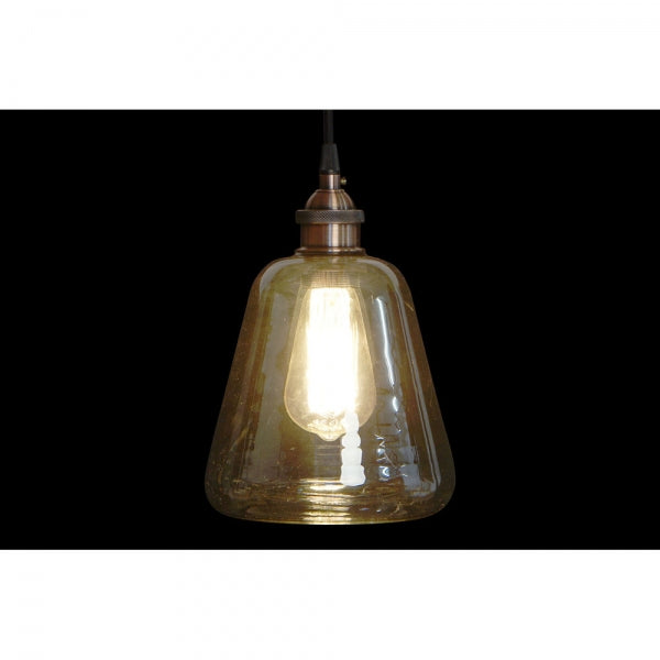 SUSPENSION DKD HOME DECOR AMBRE MÉTAL VERRE (16 X 16 X 25 CM)
