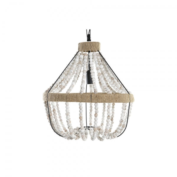 DKD HOME DECOR BLANC MARRON MÉTAL CORDE PIN 220 V 50 W (38 X 38 X 49 CM)