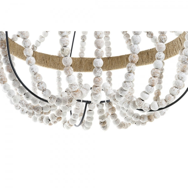 DKD HOME DECOR BLANC MARRON MÉTAL CORDE PIN 220 V 50 W (38 X 38 X 49 CM)