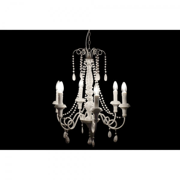 SUSPENSION DKD HOME DECOR BLANC MÉTAL 220 V BOIS MDF (55.5 X 55.5 X 122 CM)