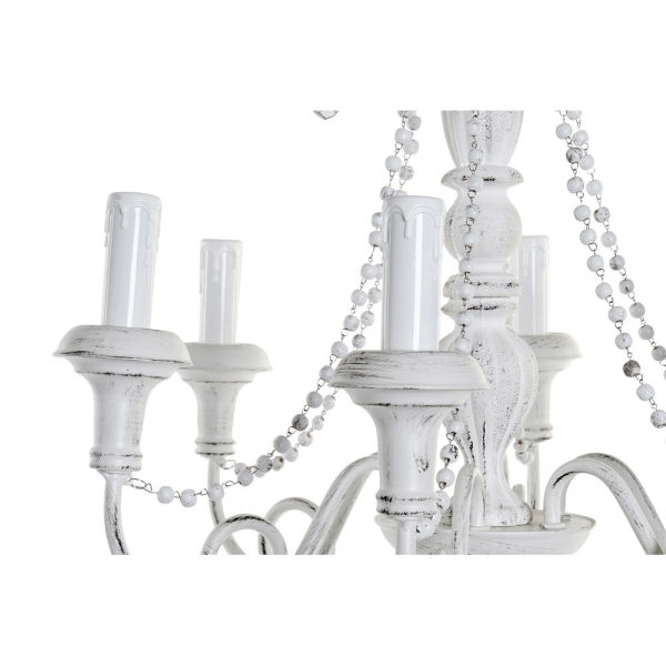 SUSPENSION DKD HOME DECOR BLANC MÉTAL 220 V BOIS MDF (55.5 X 55.5 X 122 CM)