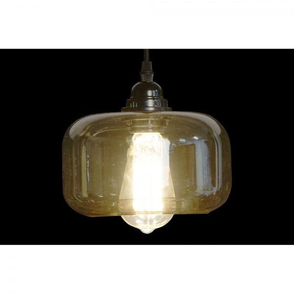 SUSPENSION DKD HOME DECOR NOIR AMBRE MÉTAL VERRE 220 V (18.5 X 18.5 X 18 CM)