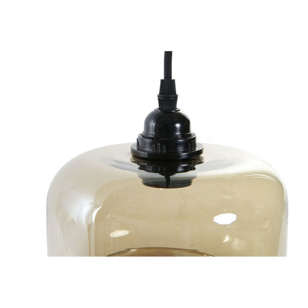 SUSPENSION DKD HOME DECOR NOIR AMBRE MÉTAL VERRE 220 V (18.5 X 18.5 X 18 CM)