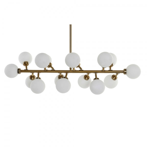 SUSPENSION DKD HOME DECOR SPHÈRE BLANC ALUMINIUM VERRE DORÉ (93 X 27 X 66 CM)