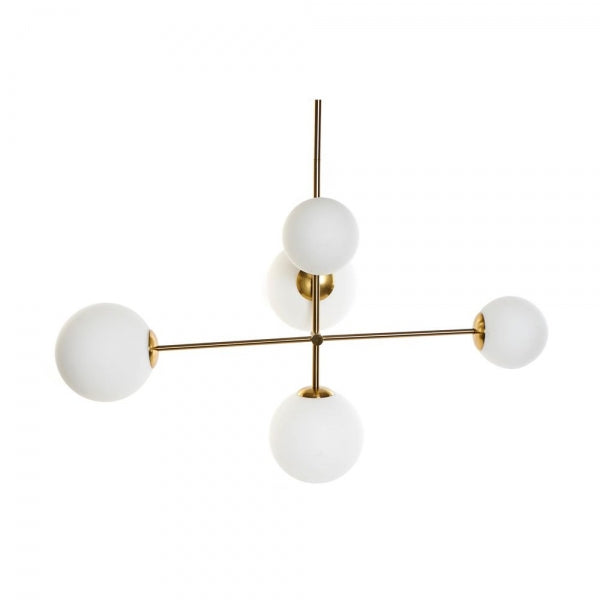SUSPENSION DKD HOME DECOR SPHÈRE BLANC MÉTAL DORÉ 60 W (98 X 38 X 125 CM)