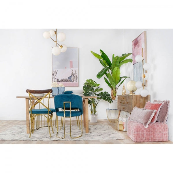 SUSPENSION DKD HOME DECOR SPHÈRE BLANC MÉTAL DORÉ 60 W (98 X 38 X 125 CM)