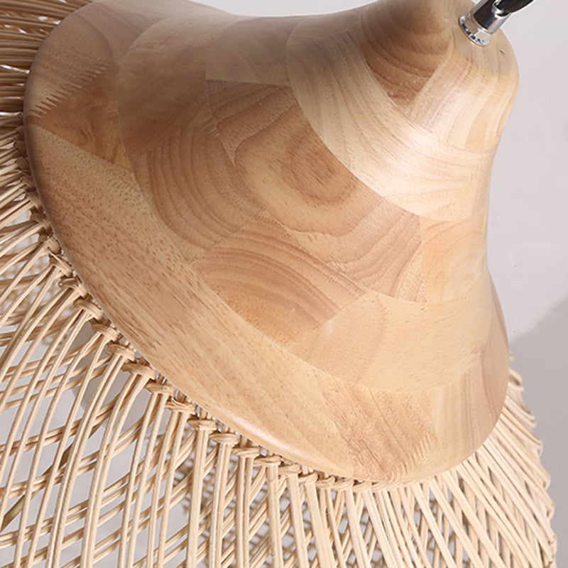 Suspension en rotin LED vintage beige faite à la main