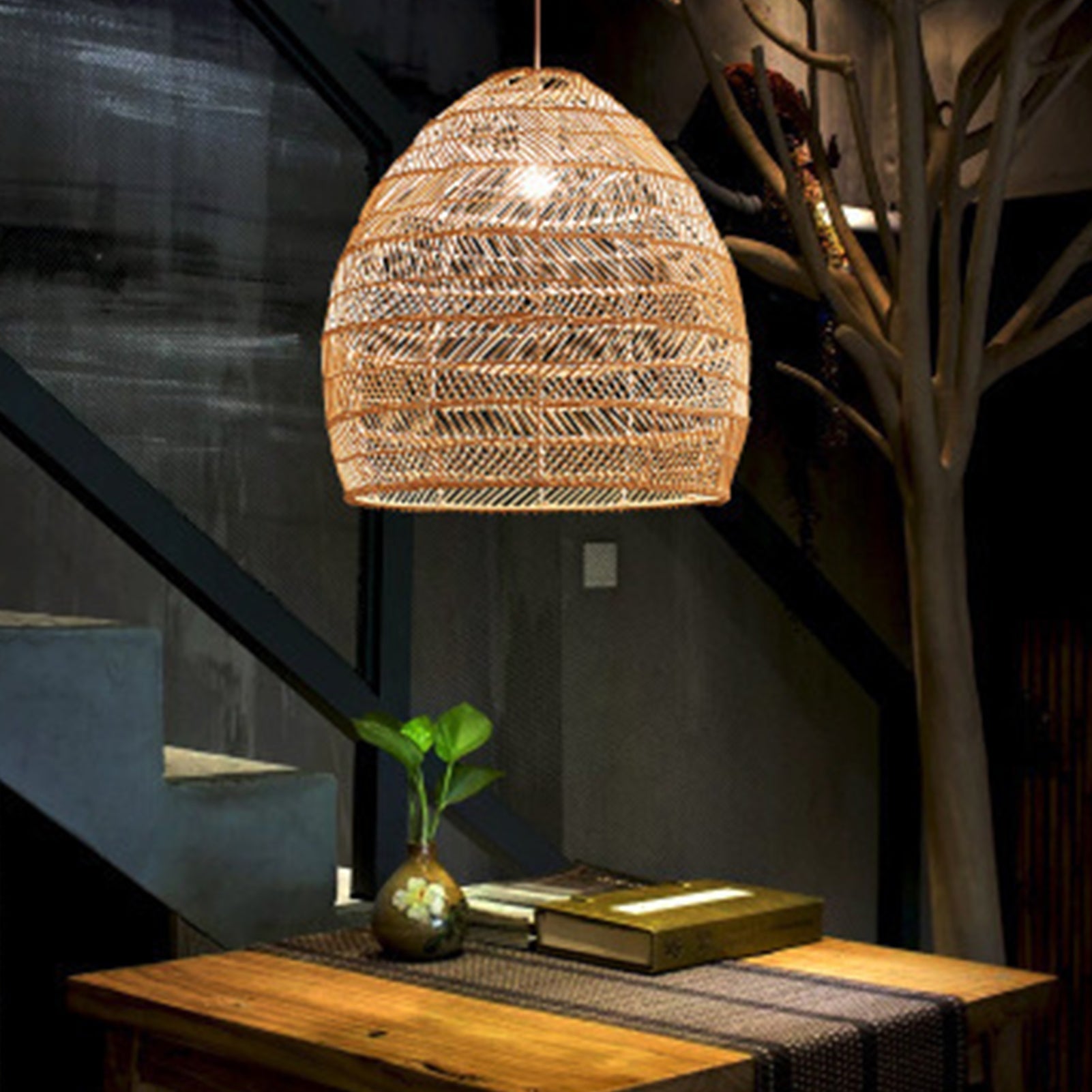 Suspension en rotin tissée à la main de style chinois