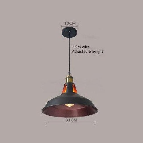 Suspension industrielle avec abat-jour droit à col en métal Inna