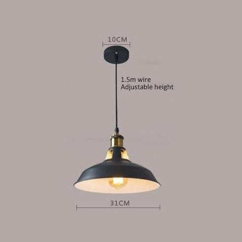 Suspension industrielle avec abat-jour droit à col en métal Inna