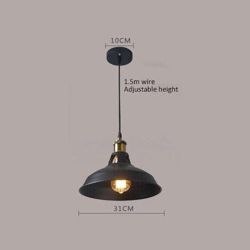 Suspension industrielle avec abat-jour droit à col en métal Inna