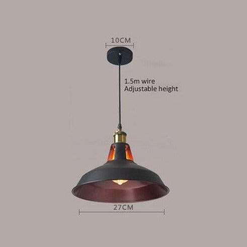 Suspension industrielle avec abat-jour droit à col en métal Inna