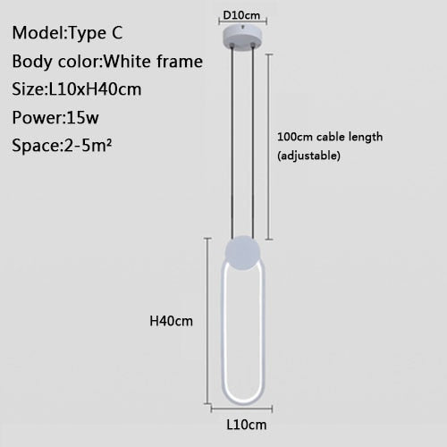 Suspension Luminaire - Astra - Blanc-L10xH40cm / Blanc Chaud