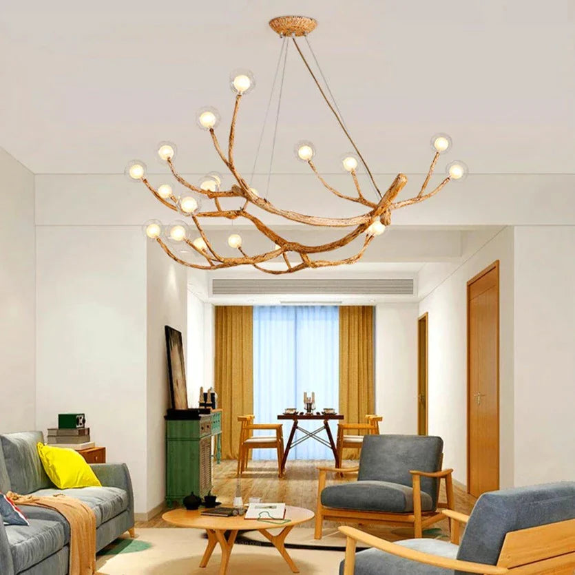 Suspension Luminaire - Branche Naturelle - Petit Frosted