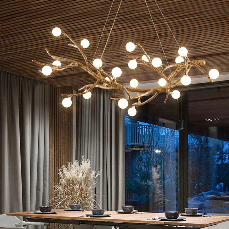 Suspension Luminaire - Branche Naturelle - Petit Frosted