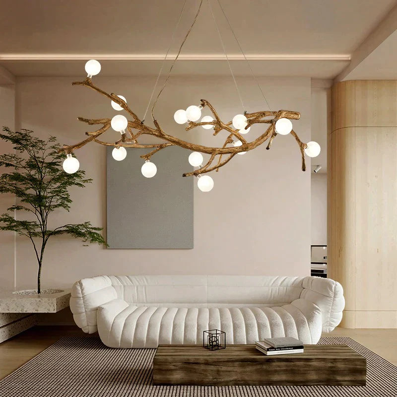 Suspension Luminaire - Branche Naturelle - Petit Frosted