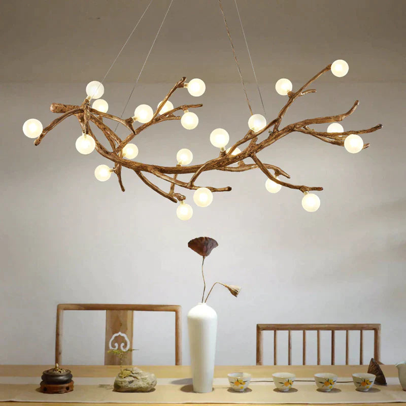 Suspension Luminaire - Branche Naturelle - Petit Frosted