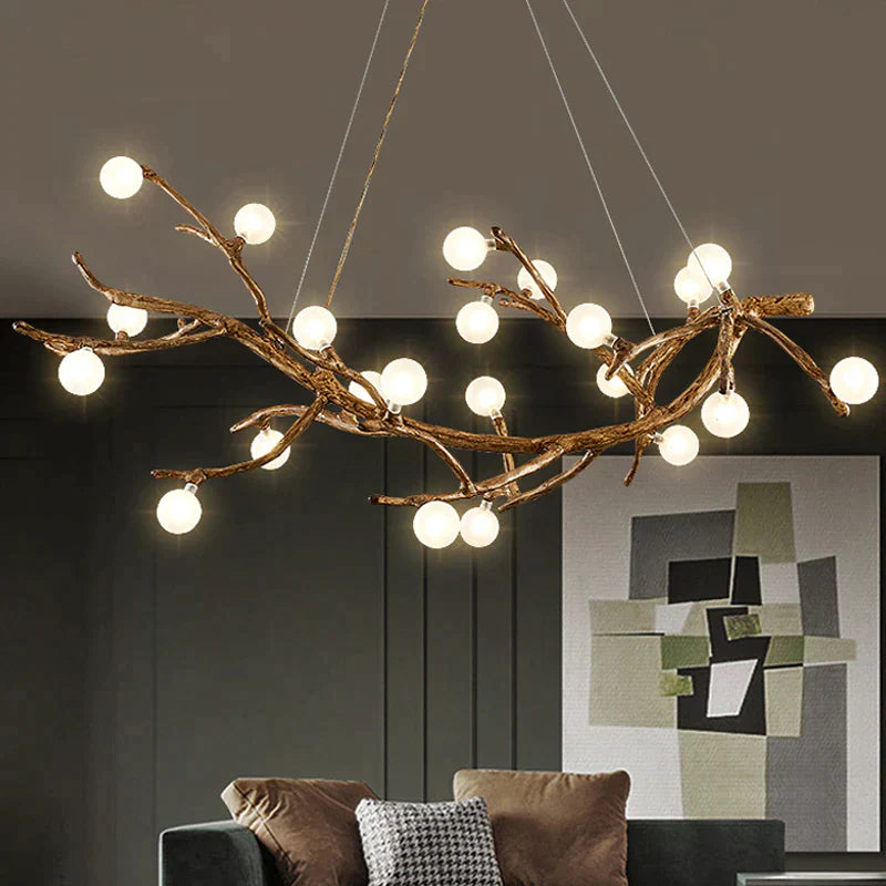 Suspension Luminaire - Branche Naturelle - Petit Frosted