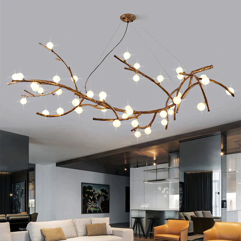 Suspension Luminaire - Branche Naturelle - Petit Frosted