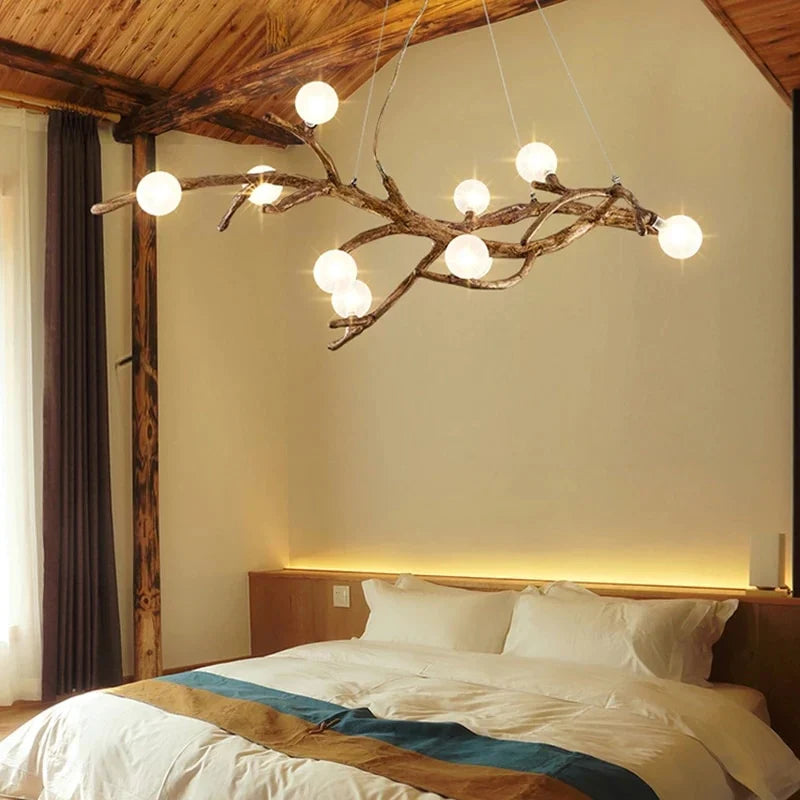 Suspension Luminaire - Branche Naturelle - Petit Frosted