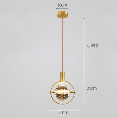 Suspension Luminaire - Cristal - Boule avec cadre complet