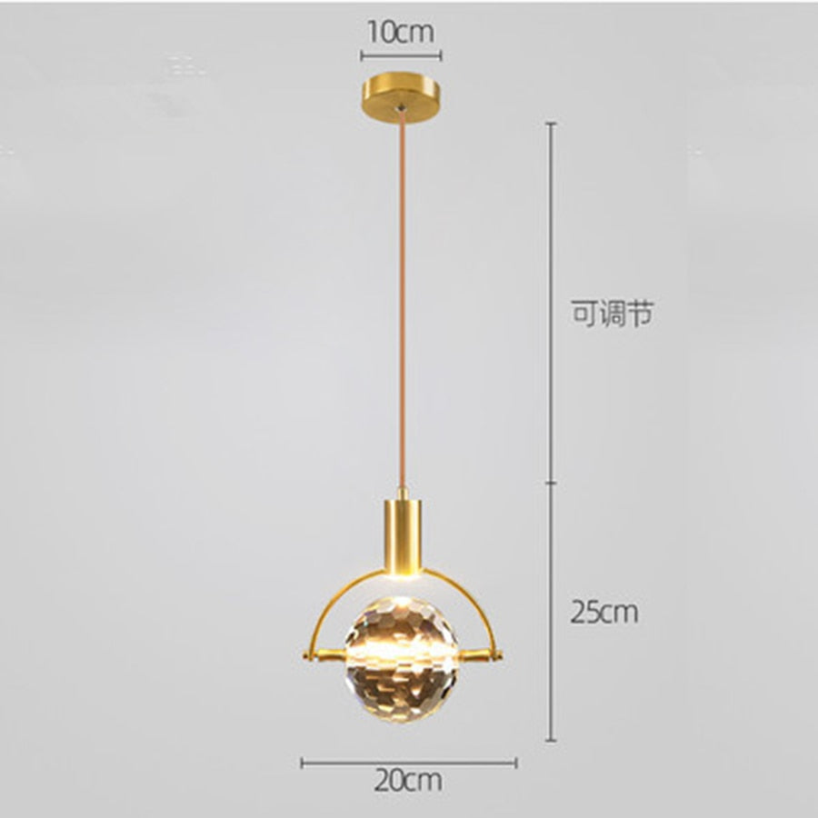 Suspension Luminaire - Cristal - Boule avec demi-cadre
